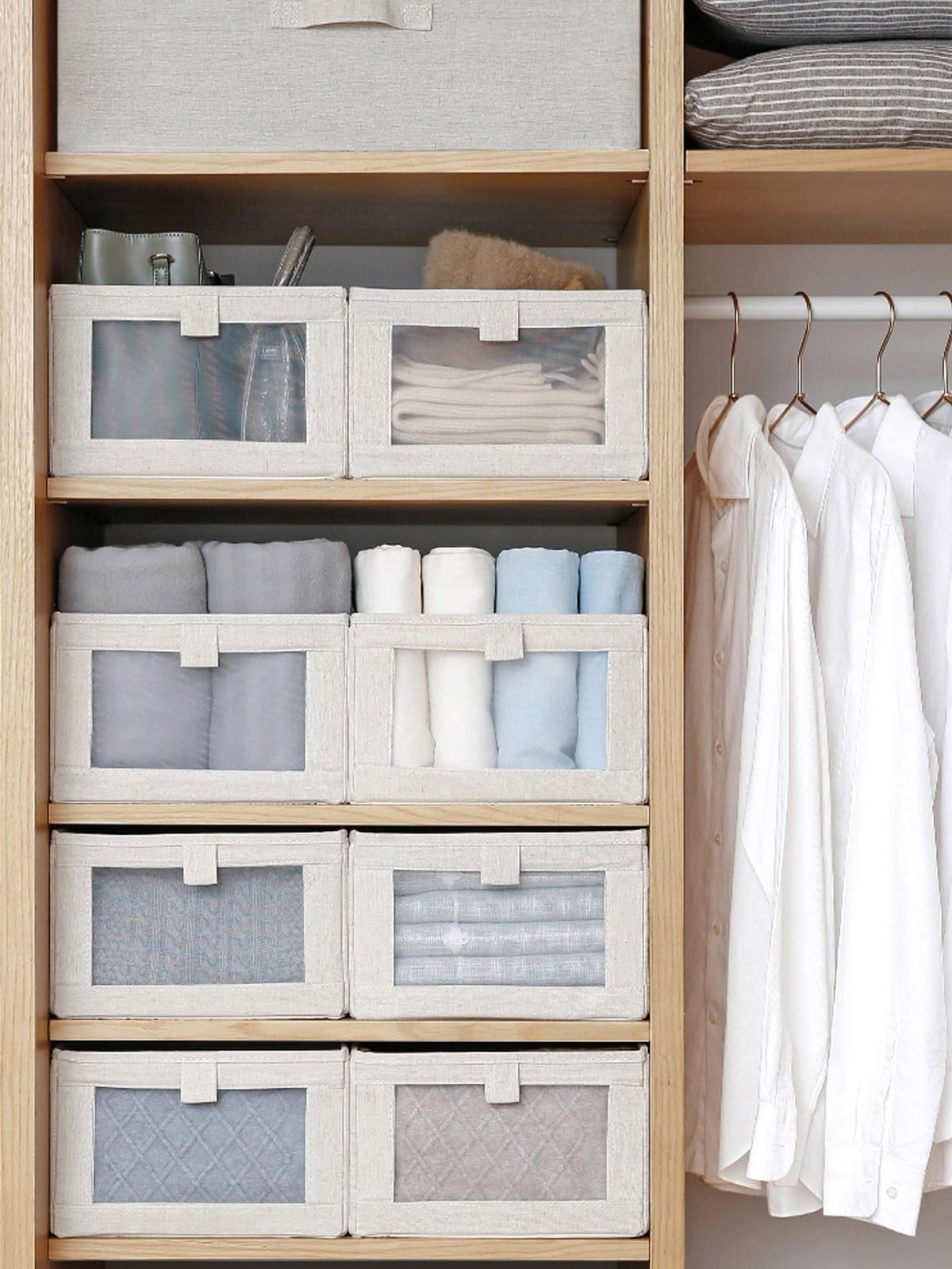 6 Boîtes de Rangement pour Placard & Dressing – Avec Poignées