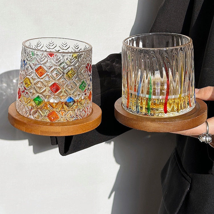 Verres Texturé à Relief avec Finitions Colorées – Idéal pour Cocktails ou Décoration