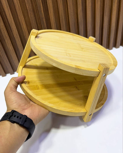 Organisateur de Comptoir Bambou – Rangement 2 Niveaux