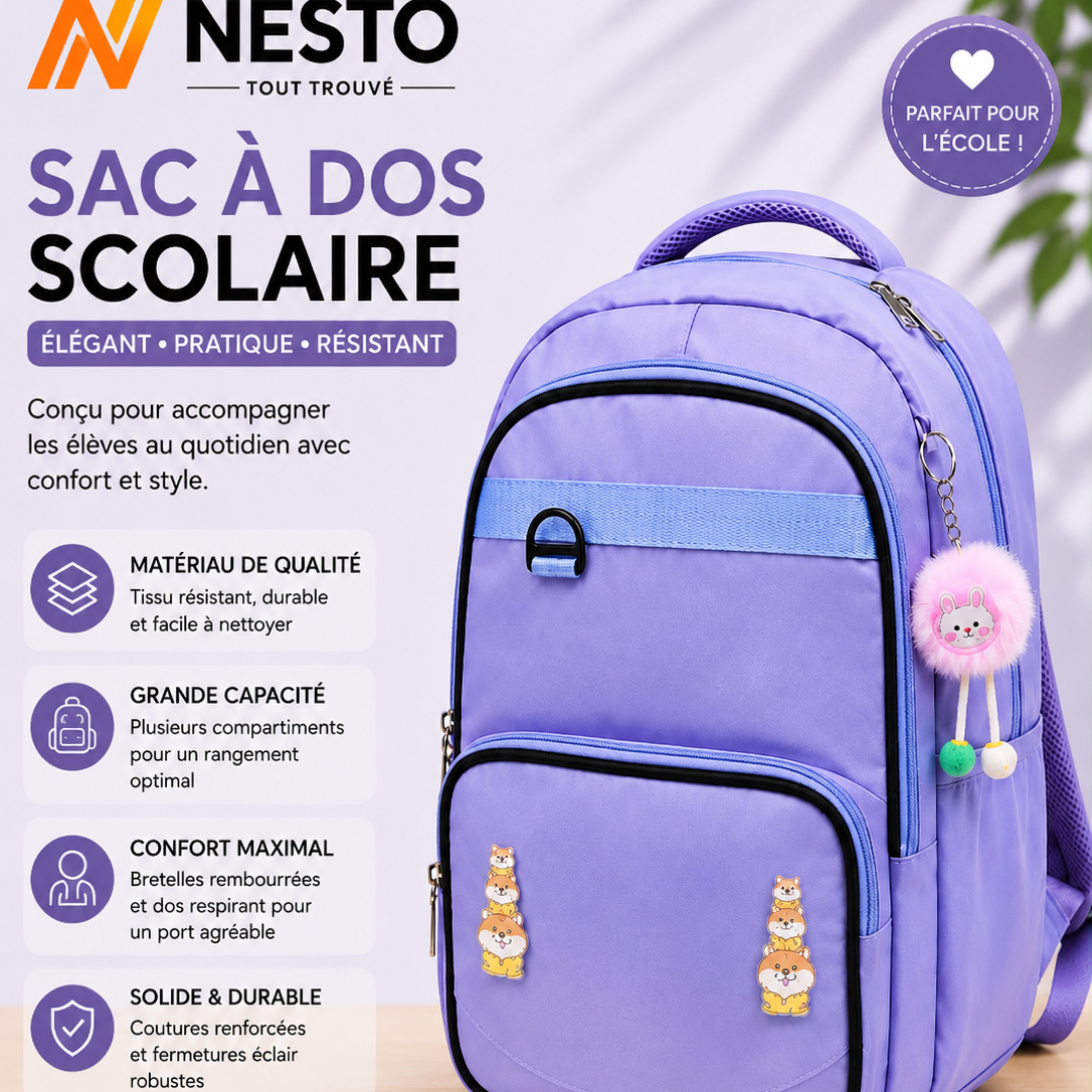 Sac à Dos Étudiante Grande Capacité – Style Moderne & Élégant