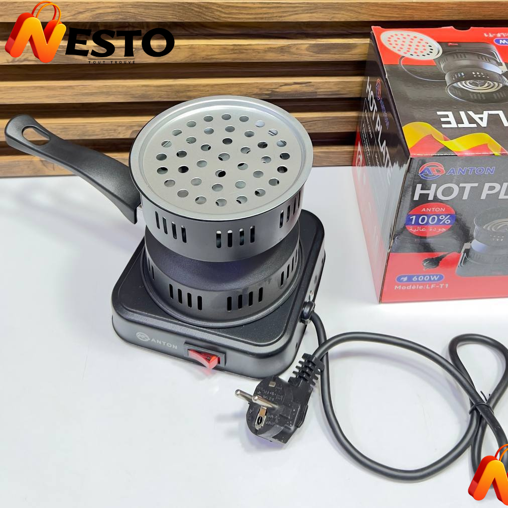 Réchaud Électrique pour Charbon 600W ANTON – Allume Charbon Rapide pour Chicha ; BBQ