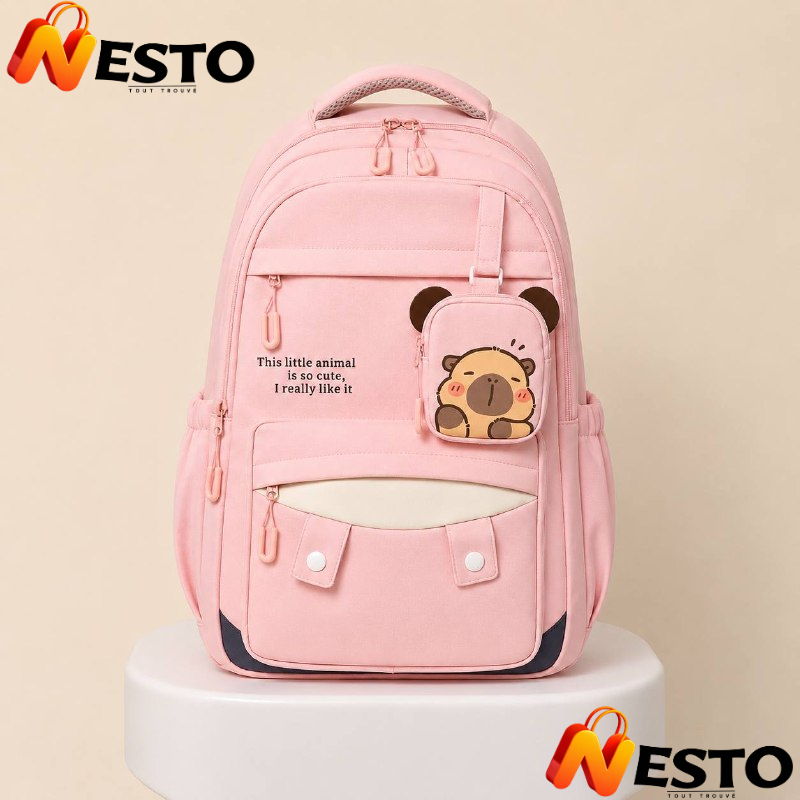 🎒 Sac à Dos Scolaire Rose pour Fille – Design Cute &amp; Grande Capacité