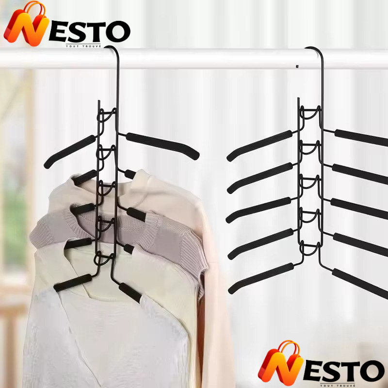 👕 Cintre 5 Étages Superposé – Gain de Place & Organisation du Dressing