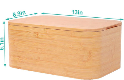 NESTO🍞 Boîte à Pain en Bambou Naturel avec Couvercle