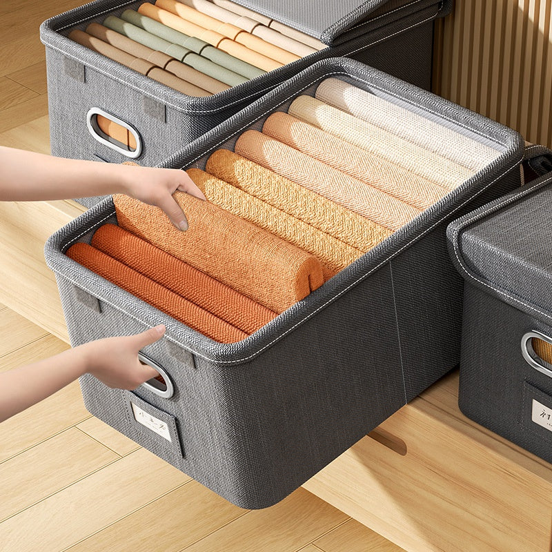 Grande Boîte 5 de Rangement Pliante en Coton et Lin – Organisateur Maison