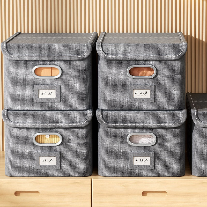 Grande Boîte 5 de Rangement Pliante en Coton et Lin – Organisateur Maison