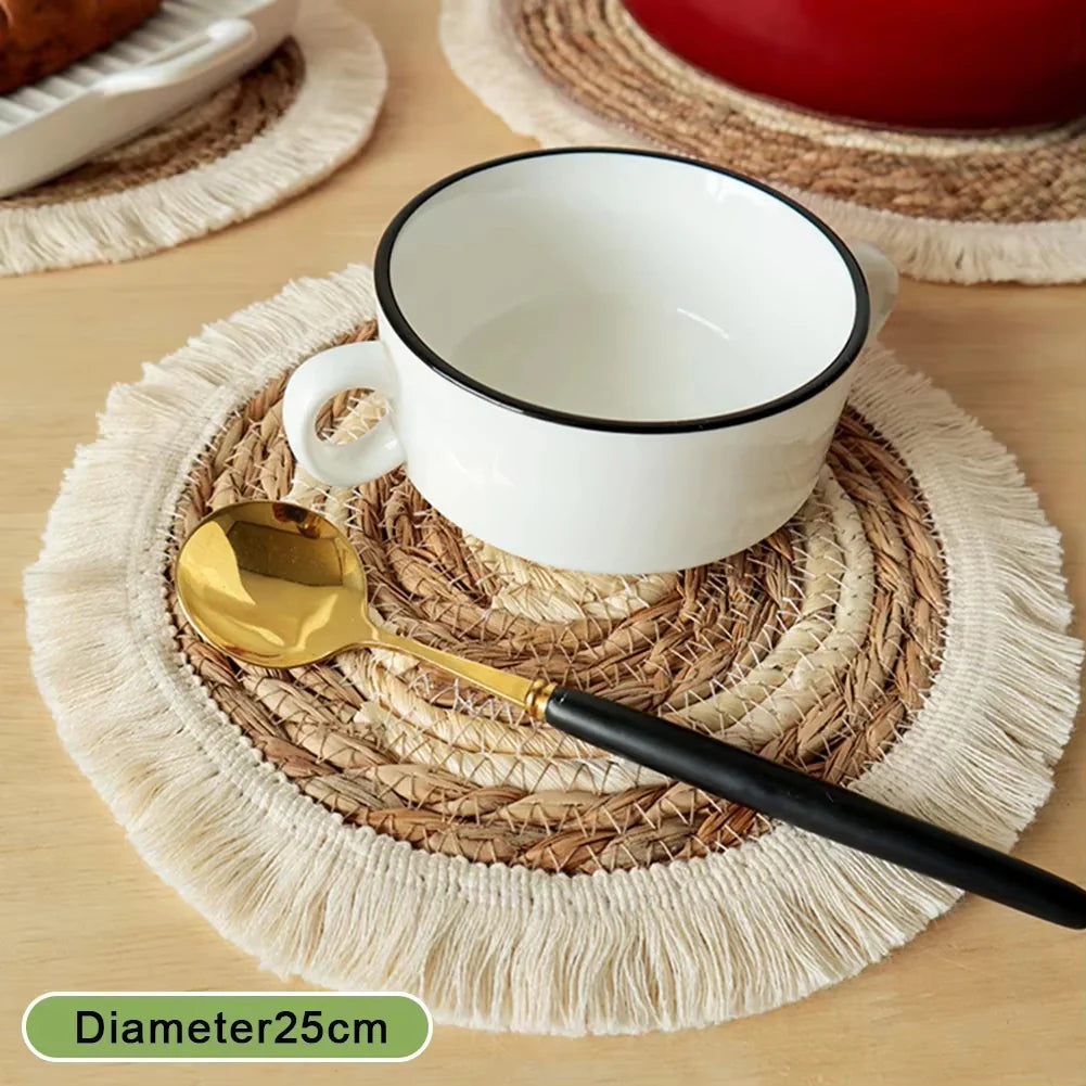 NESTO🧺 Napperons Ronds en Rotin Nesto – Tissés à la Main | Lot de 6 ✨