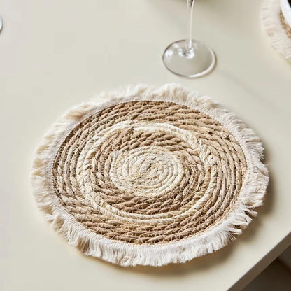 NESTO🧺 Napperons Ronds en Rotin Nesto – Tissés à la Main | Lot de 6 ✨