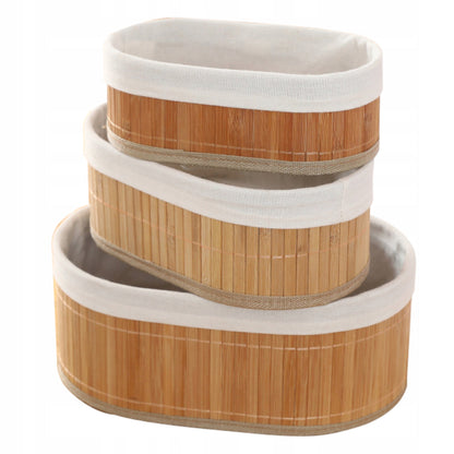 3 Paniers de Rangement Durables en Bambou