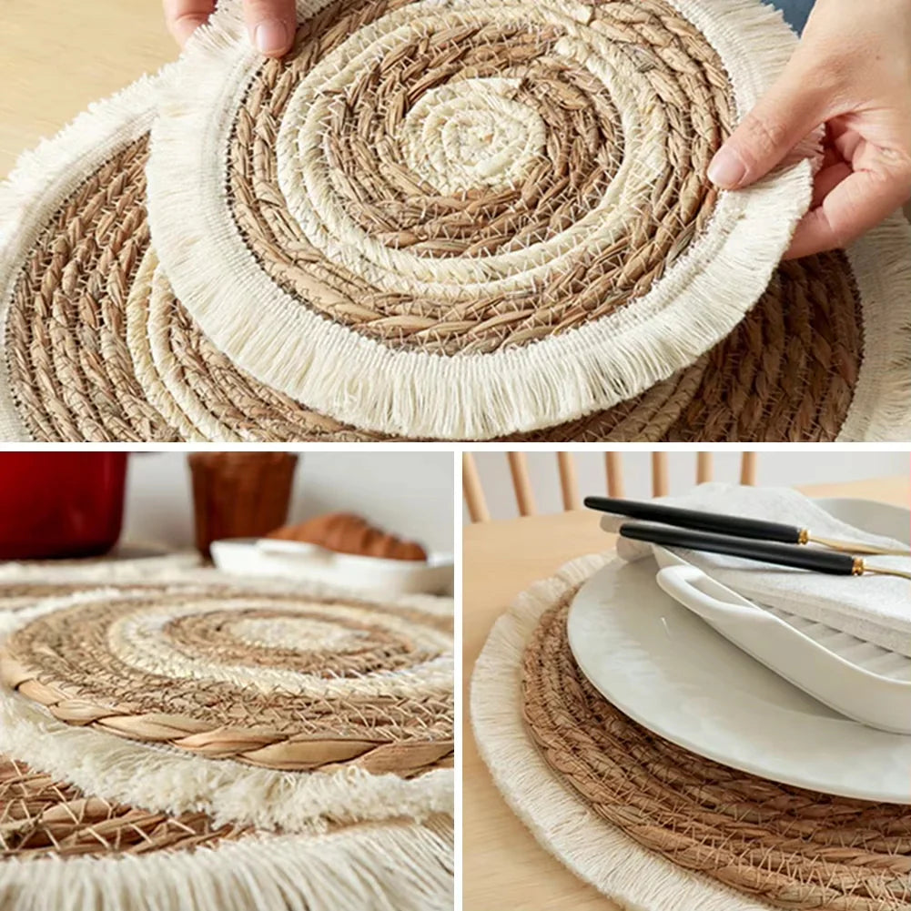 NESTO🧺6 Napperons Ronds en Rotin Nesto – Tissés à la Main | Lot de 6 ✨