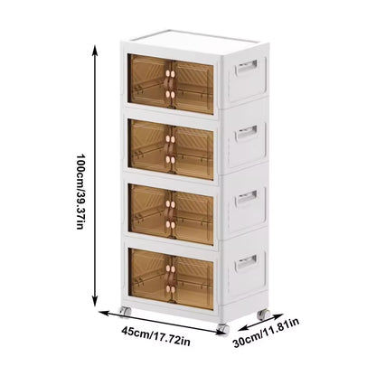 BQDRGHU™ Boîte de Rangement Empilable avec Roues et Portes Visibles – Rangement Intelligent et Élégant