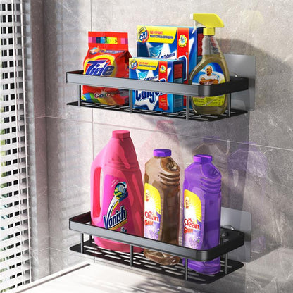 2 Étagère de rangement de salle de bain en aluminium, sans perforation.