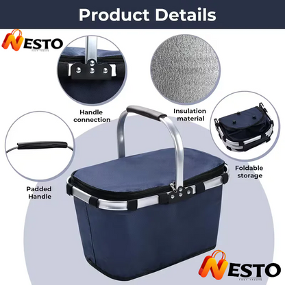 Panier Isotherme Pliable Grande Capacité avec Couvercle