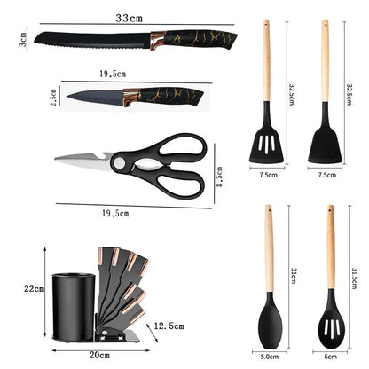 Ensemble d'ustensiles de cuisine en silicone de haute qualité 20PCS 20 PCS 20 pièces, ensembles d'accessoires de cuisine, outils de cuisine en silicone, ensembles d'accessoires