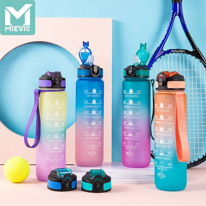 Bouteille d'eau de sport - avec paille - Gourde étanche,