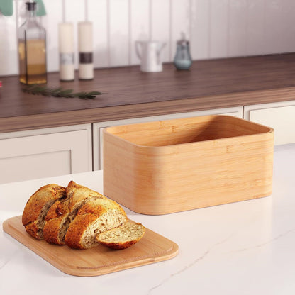 NESTO🍞 Boîte à Pain en Bambou Naturel avec Couvercle