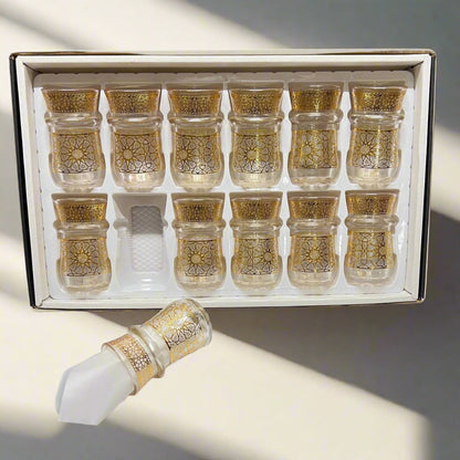12 Verres à Thé Luxueux aux Finitions Dorées
