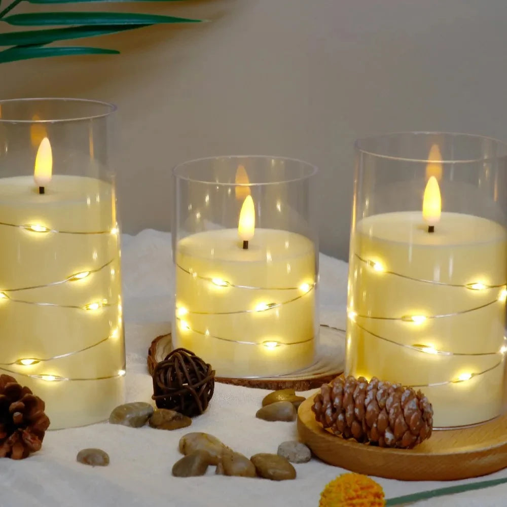 NESTO🧨3 Bougies Électroniques Sans Flamme à Piles – Grand, Moyen, Petit