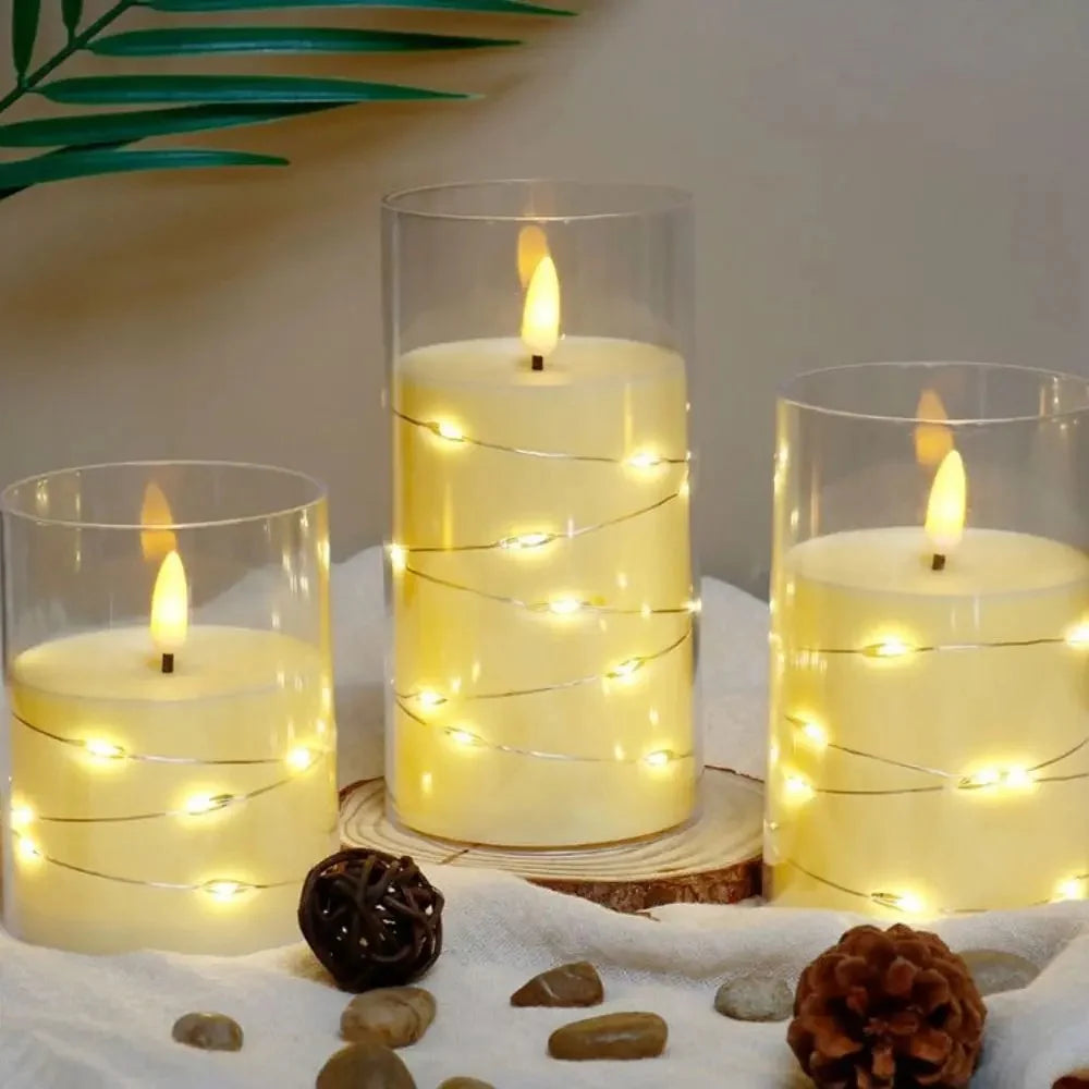 NESTO🧨3 Bougies Électroniques Sans Flamme à Piles – Grand, Moyen, Petit