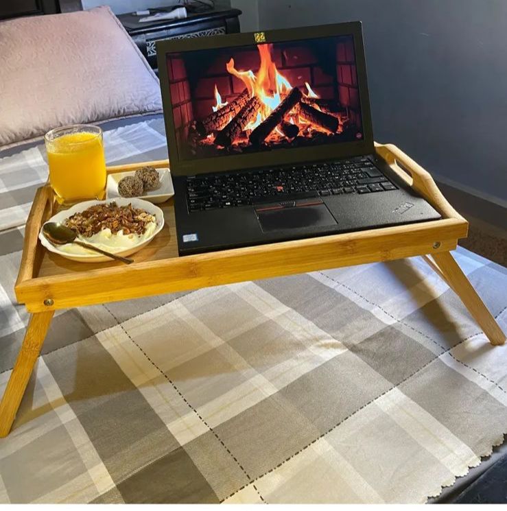 Table Plateau Pliable Portable – Bureau de Lit & Plateau Café Multifonction ☕ NESTO.MA