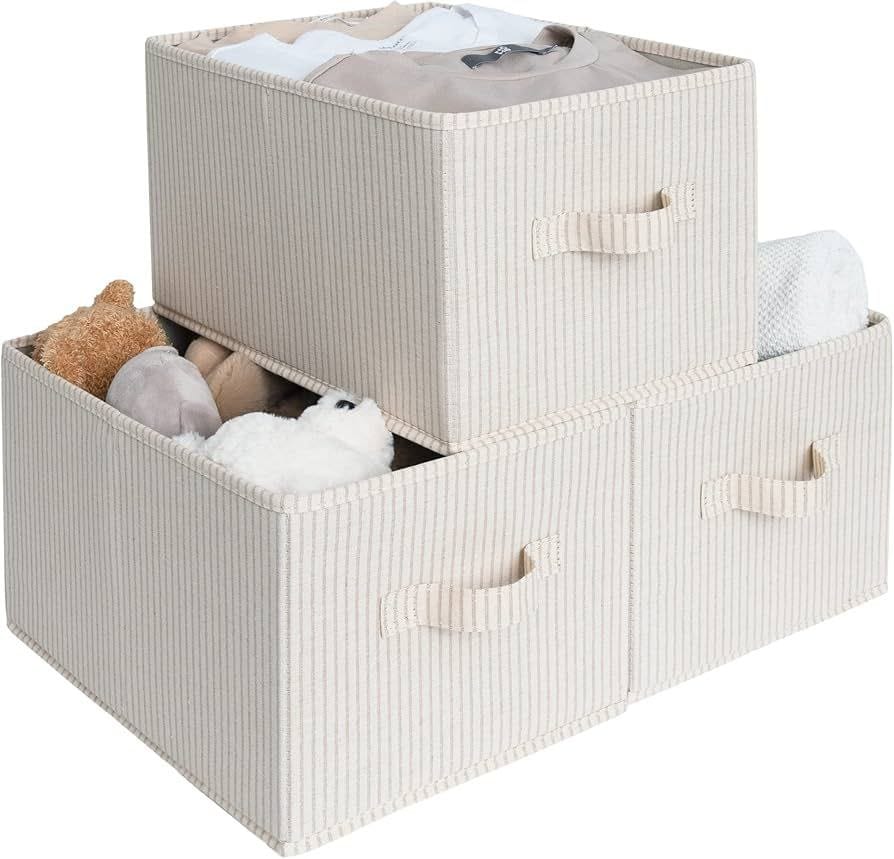 Organisateurs de rangement pliables en tissu – Lot de 3 boîtes avec poignées pratiques