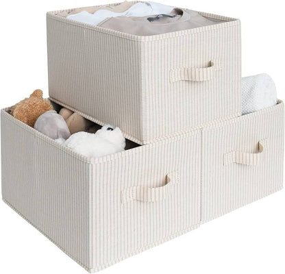 Organisateurs de rangement pliables en tissu – Lot de 3 boîtes avec poignées pratiques
