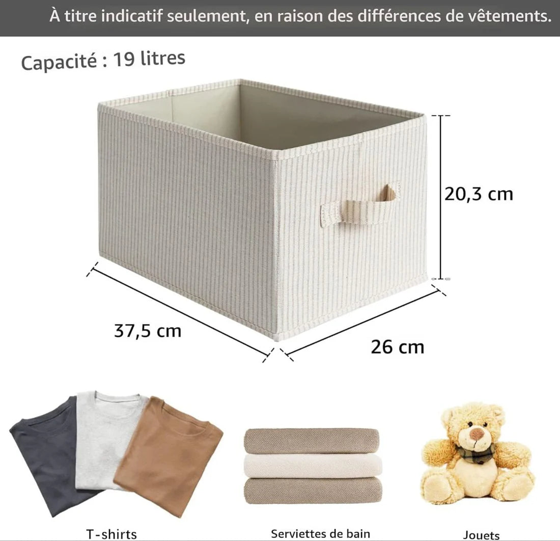 Organisateurs de rangement pliables en tissu – Lot de 3 boîtes avec poignées pratiques