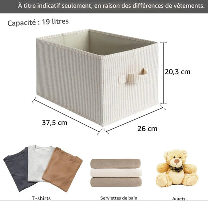 Organisateurs de rangement pliables en tissu – Lot de 3 boîtes avec poignées pratiques