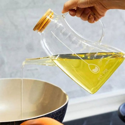 2 Pot d'huile en verre avec couvercle gradué en acier inoxydable 700 ml 1000 ml