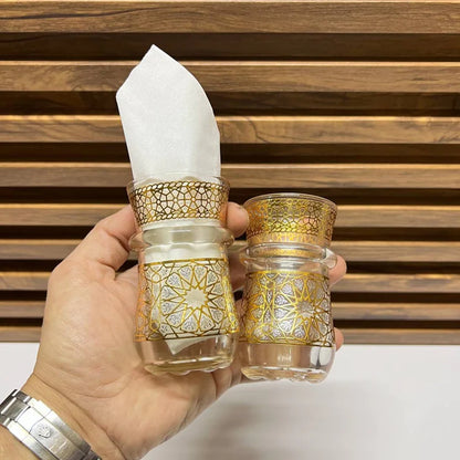 12 verres à thé en verre transparent avec détails dorés élégants NESTO MAROR