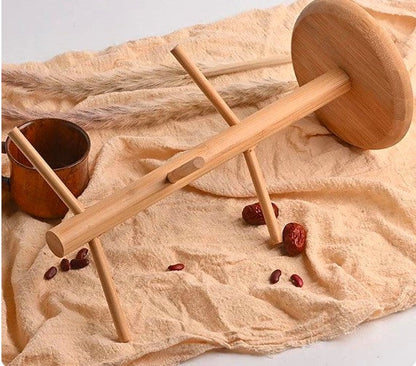 Support à Tasses en Bambou – Porte-Tasses Rotatif à 6 Crochets