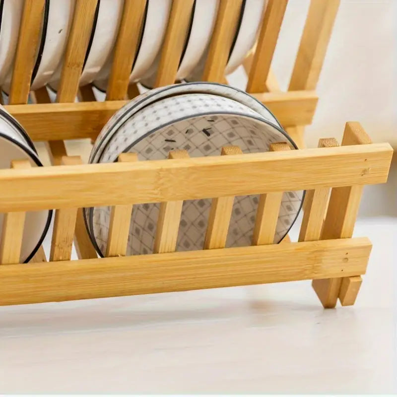 NESTO✨Égouttoir à vaisselle en bambou, porte-ustensiles pliable, égouttoir à vaisselle en bois