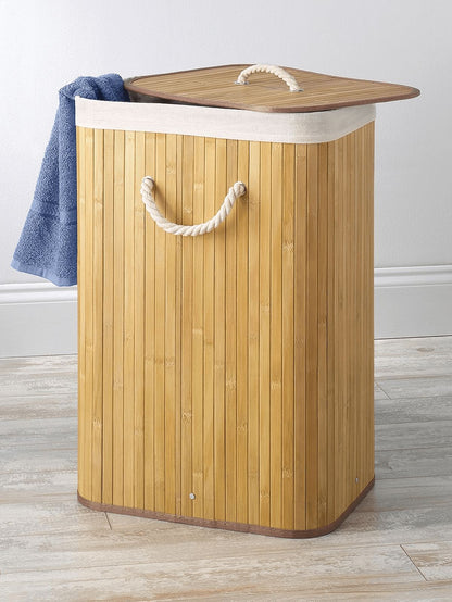 Partagez ce produit    Panier à Linge Rectangulaire en Bambou Naturel