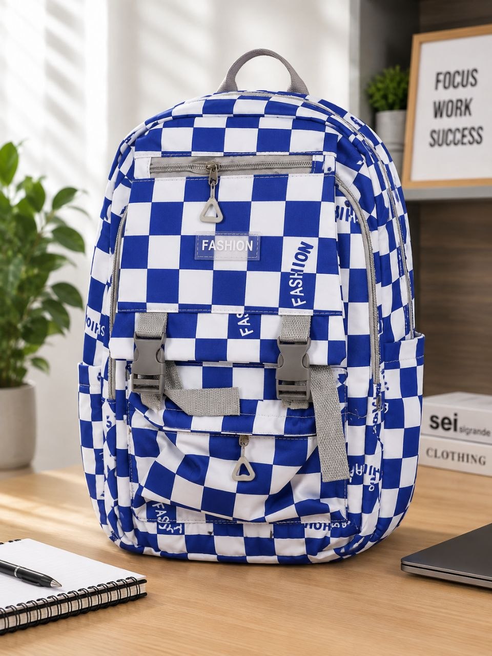 Sac à Dos à Carreaux Tendance – Grand Format, Pratique & Stylé