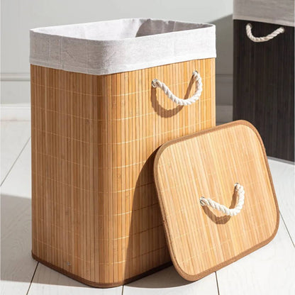 Partagez ce produit    Panier à Linge Rectangulaire en Bambou Naturel