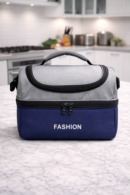 Sac Isotherme Double Compartiment – Grand Sac Repas Thermique Étanche avec Poignée et Bandoulière, Grande Capacité pour Déjeuner, Pique-nique, Travail, Voyage (Noir/Rouge)