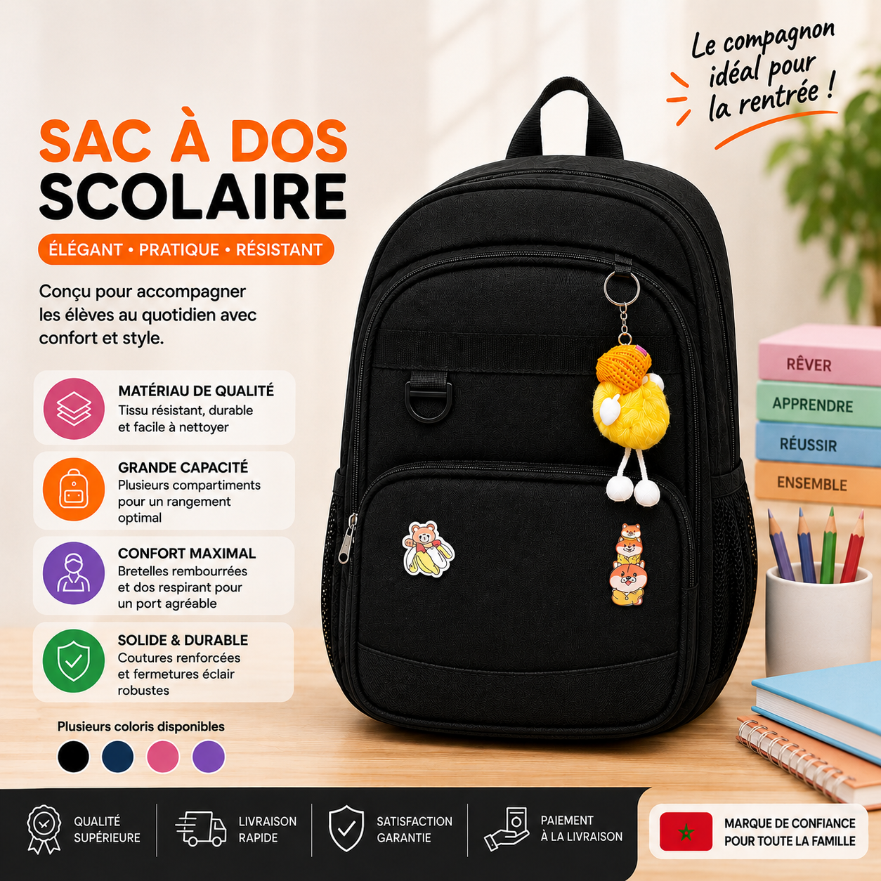 Sac à Dos Étudiante Grande Capacité – Style Moderne & Élégant