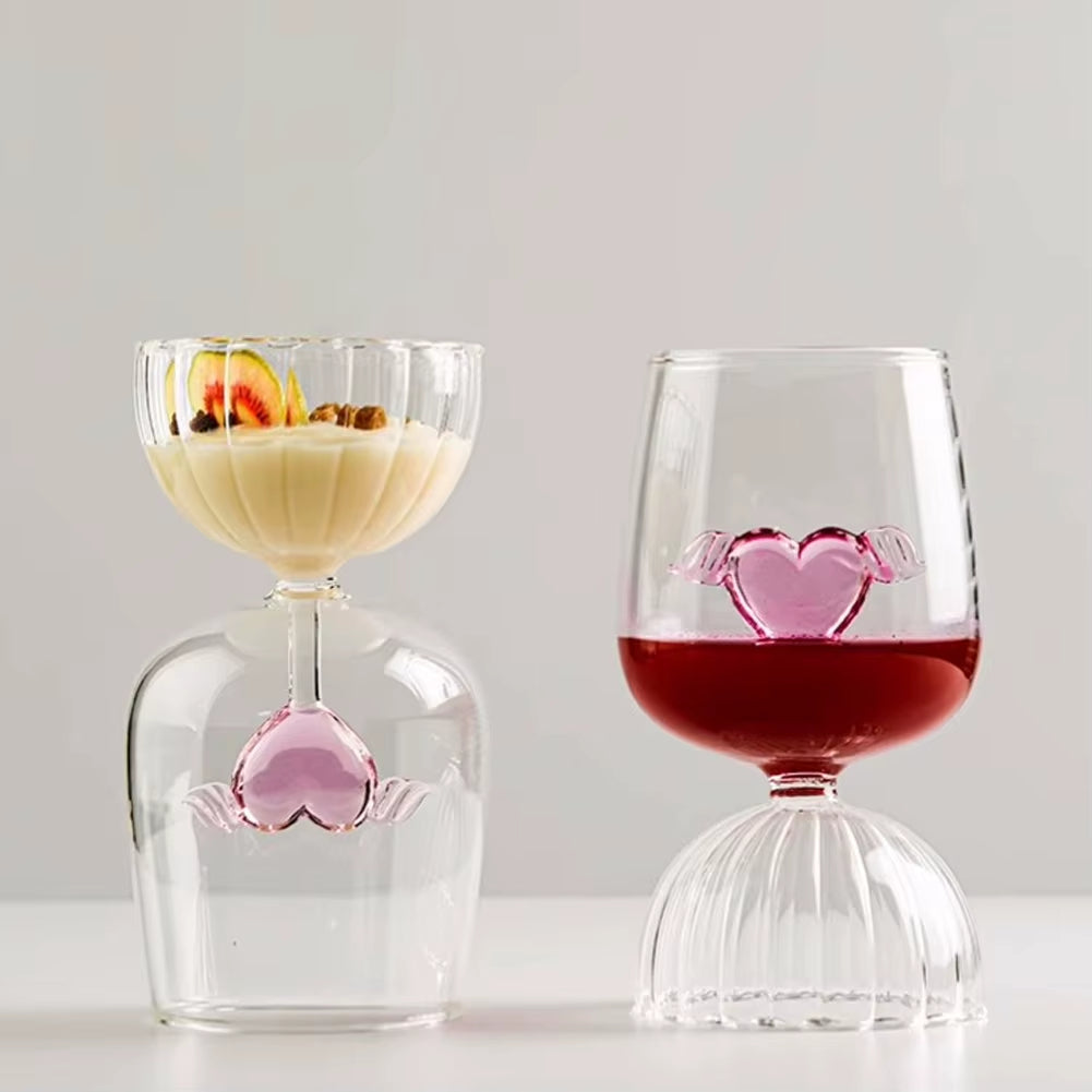 Tasse à Jus Romantique Réutilisable – Verre 3D Cœur Rose