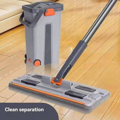 Vadrouille pour Balai en microfibre, Serpillière + Seau + 7 Tampons de rechange