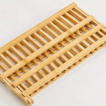 NESTO✨Égouttoir à vaisselle en bambou, porte-ustensiles pliable, égouttoir à vaisselle en bois