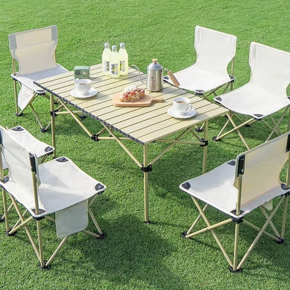 Ensemble Table & 6 Chaises de Camping Pliantes – Portable & Léger