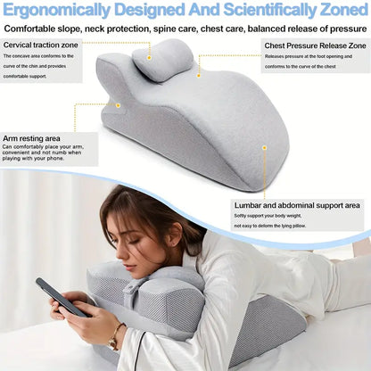 NESTO🎀Oreiller de soutien ergonomique doux, housse lavable, oreiller torsadé, visage vers le bas, sommeil relaxant, lecture