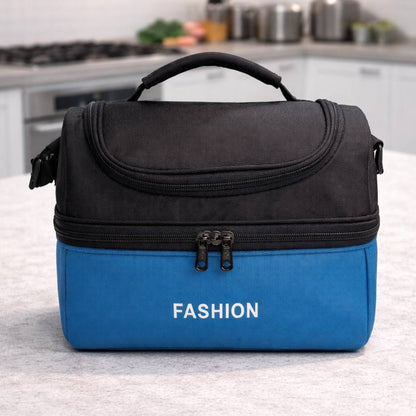 Sac Isotherme Double Compartiment – Grand Sac Repas Thermique Étanche avec Poignée et Bandoulière, Grande Capacité pour Déjeuner, Pique-nique, Travail, Voyage (Noir/Rouge)