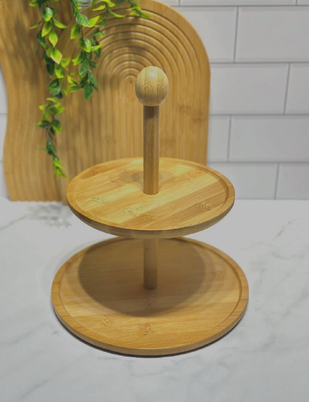 Présentoir à Gâteaux en Bambou – Élégance Naturelle