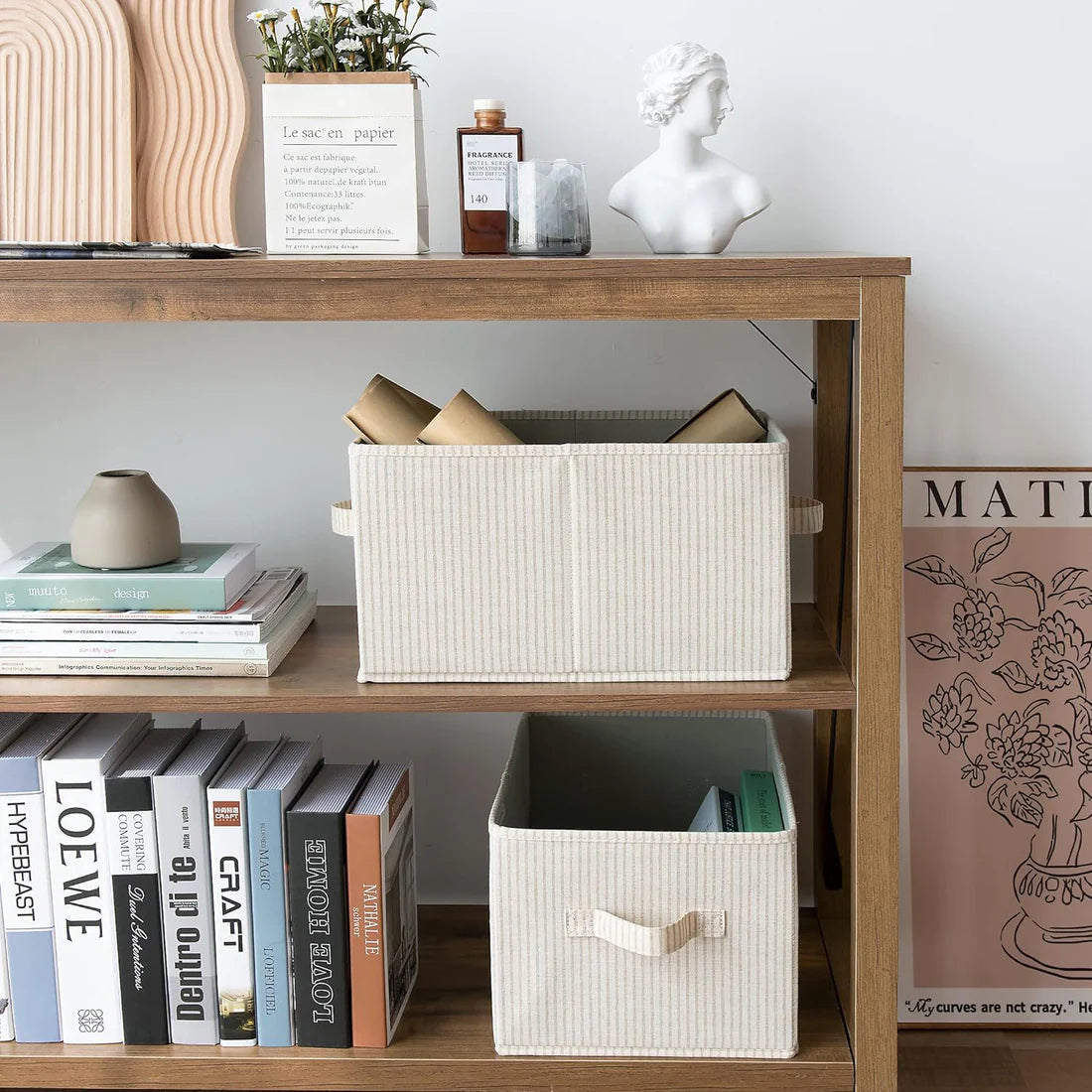 Organisateurs de rangement pliables en tissu – Lot de 3 boîtes avec poignées pratiques