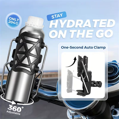 🚴 Support Porte-Bouteille Moto & Vélo – Serrage Automatique 360°