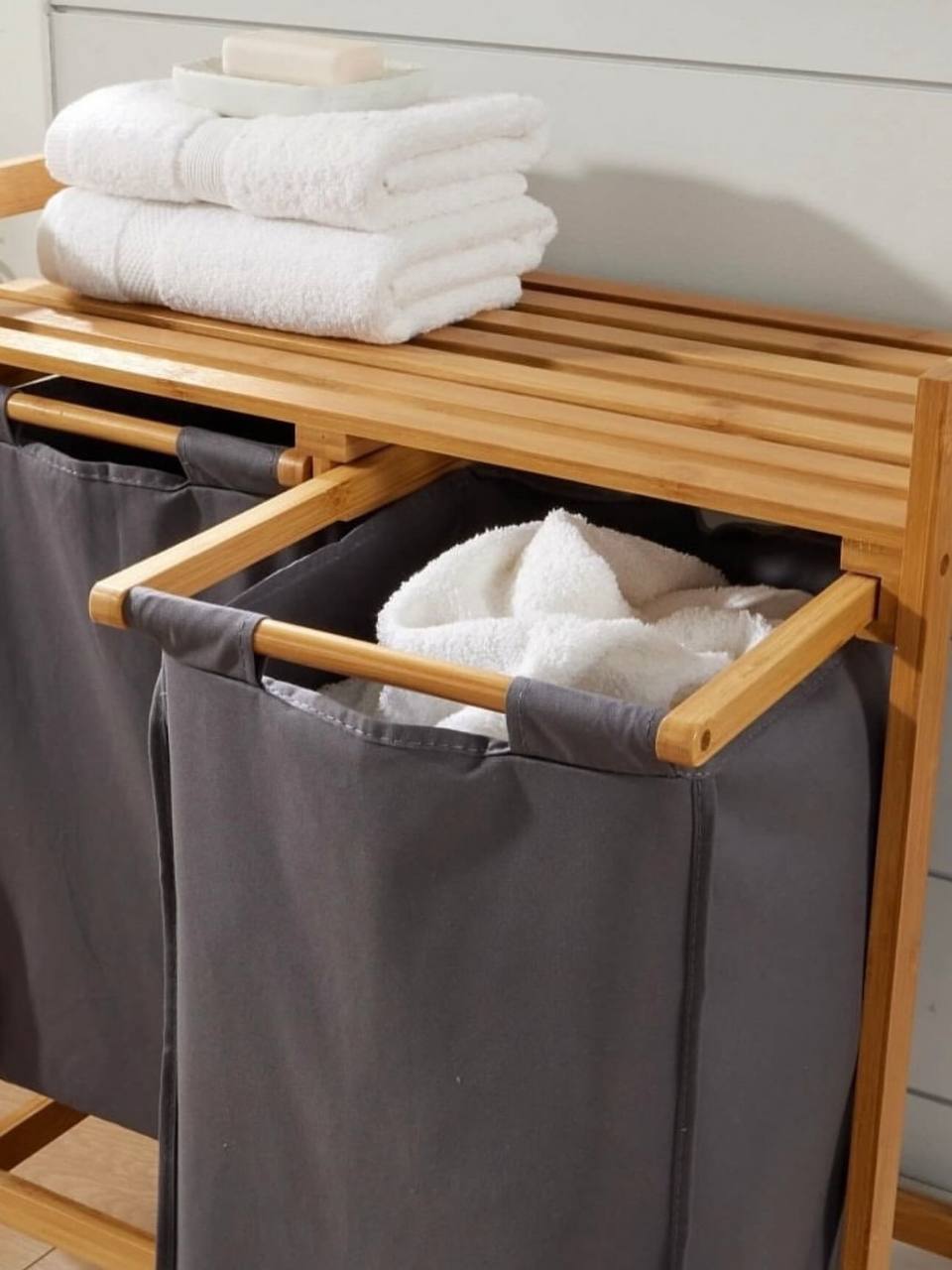 Panier à linge pratique et spacieux en bambou nesto.ma