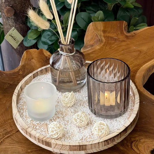 NESTO  Coffret Diffuseur de Parfum d'Ambiance avec Bougeoirs & Plateau en Bois