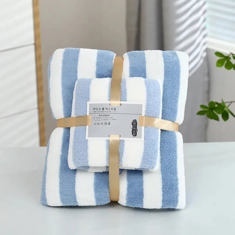 NESTO🛁 Serviette de bain rayée en velours pour bébé – Lot de 2 pièces