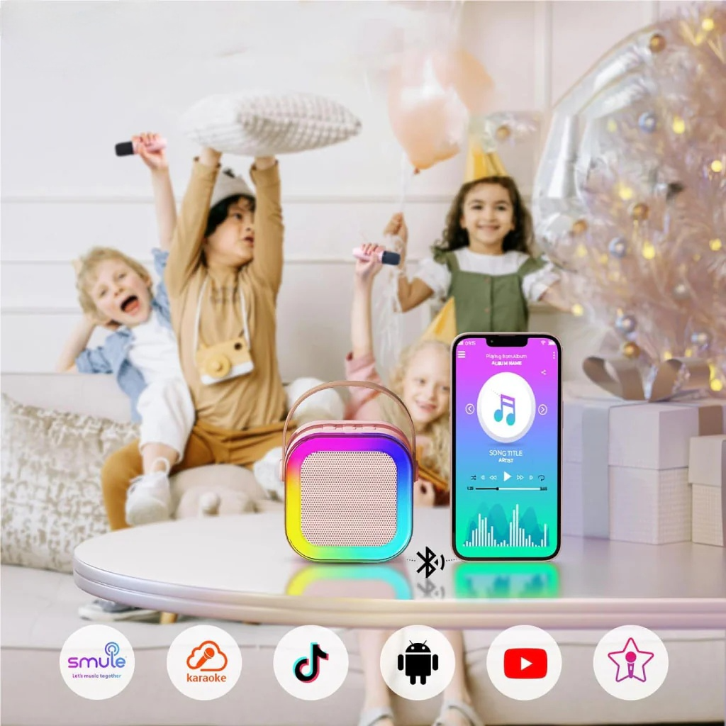 Mini-haut-parleur Portable Karaoké + 2 Microphones